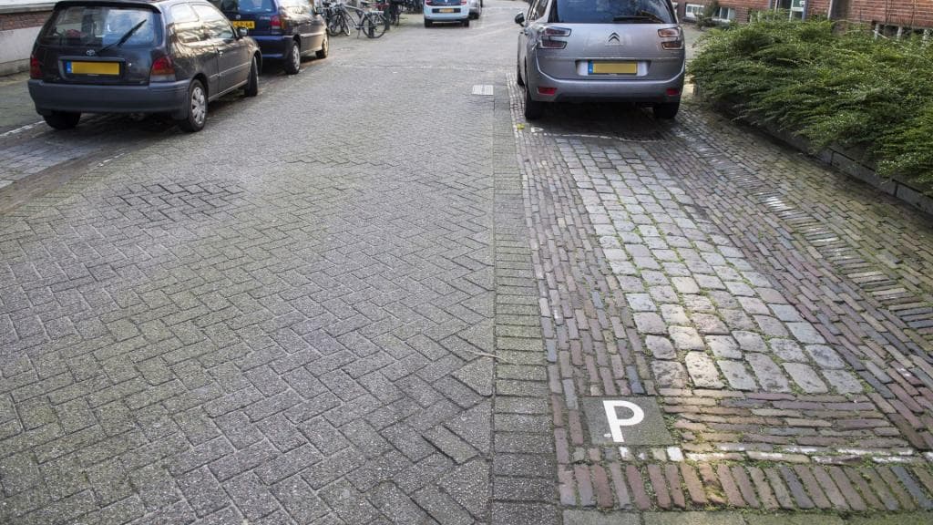 Parkeervakken op straat in Blijdorp. Foto: Jan van der Ploeg.