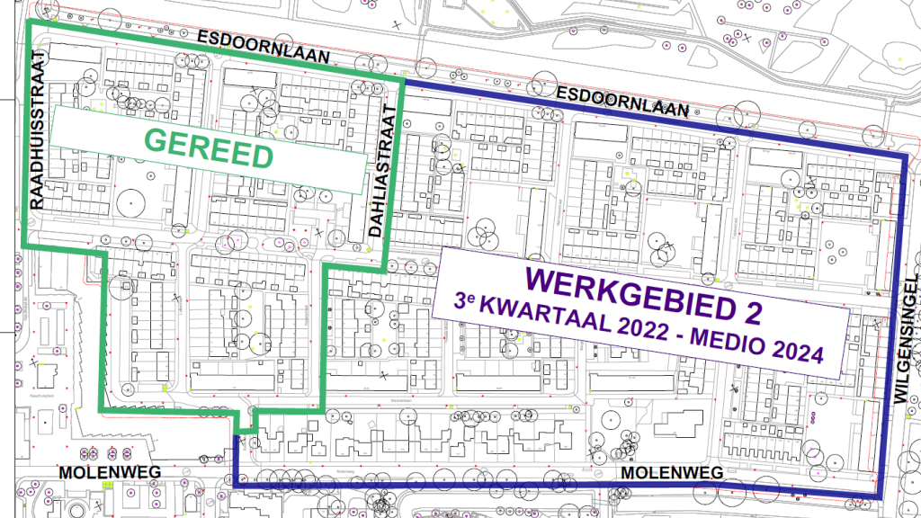 Werkgebieden Abelenlaan. Afbeelding: gemeente Rotterdam