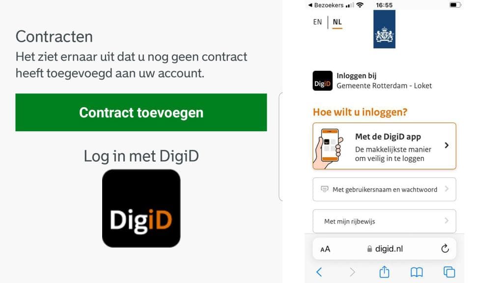 Beeldscherm contract toevoegen Rotterdam Bezoekers Parkeren app