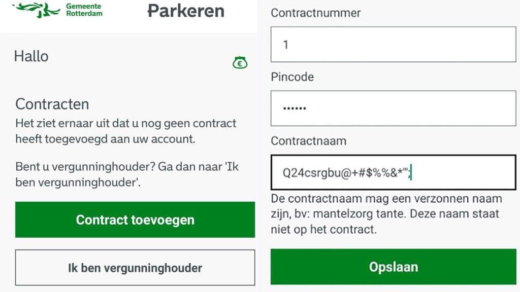 Beeldscherm vergunning toevoegen Rotterdam Bezoekers Parkeren app